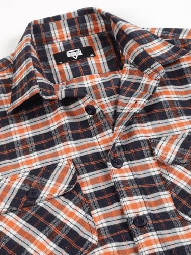 Image of Thomas Scott Men's | Checks | Full Sleeve | Slim Fit | Cotton Blend | Double Flap Pocket | Spread Collar | Casual Shirt