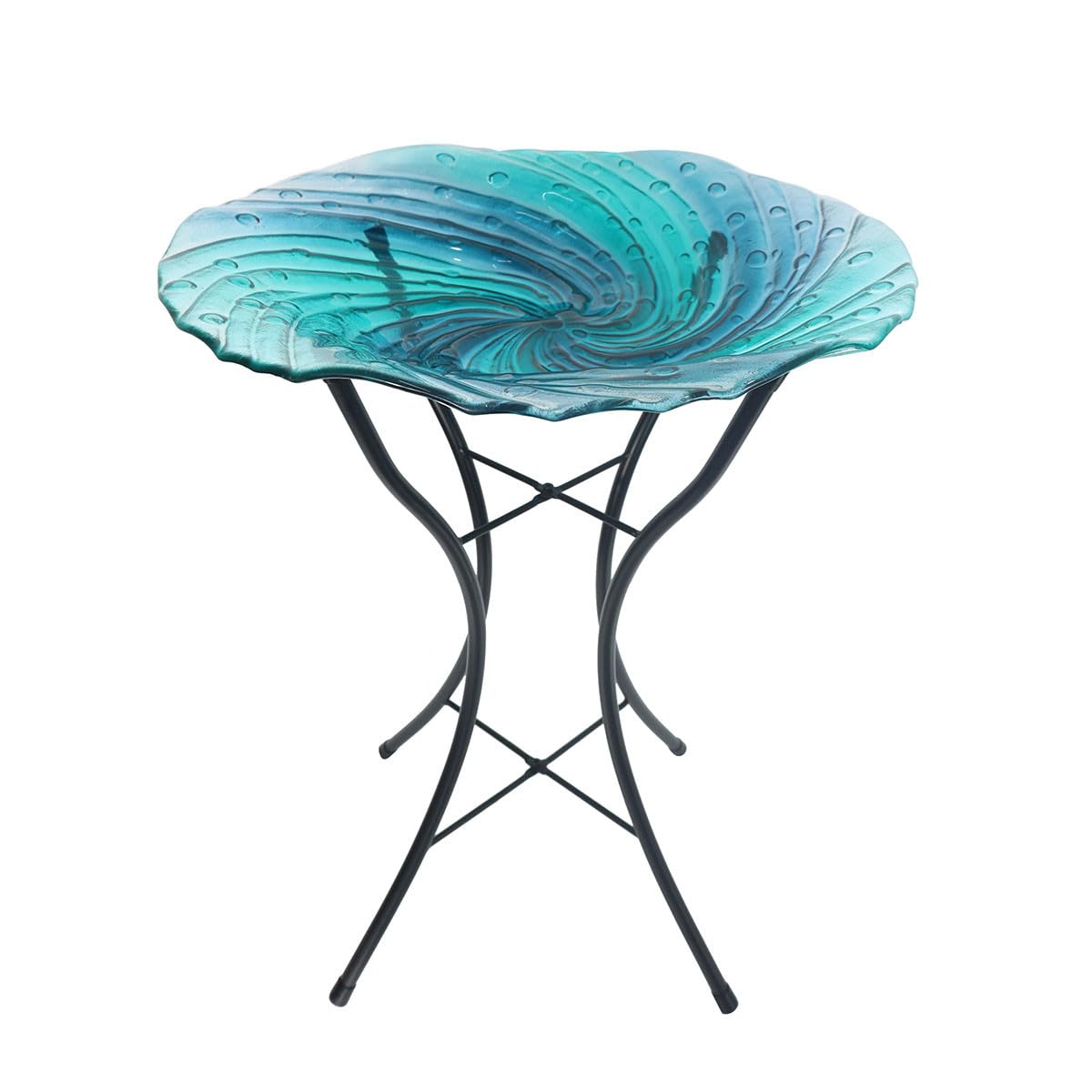 Briarwood Lane Blue Swirl Glass Birdbath