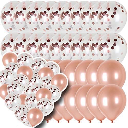 WeTheParty Rose Gold Confetti Balloons | 40 Pack of Balloons | Decoration for Bridal Shower Balloons, Rose Gold Party Decorations, Globos Para Fiestas, Beautiful Pearl Finish