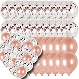 WeTheParty Rose Gold Confetti Balloons | 40 Pack of Balloons | Decoration for Bridal Shower Balloons