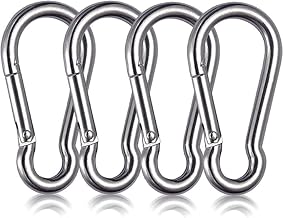 GYMRAT™ M6x60mm Multipurpose Snaphook/Carabiner Hook, Heavy Duty Stainless Steel Hook, Hook Swing Connector, Gym Cable Attachment (6MM, Pack of 4)
