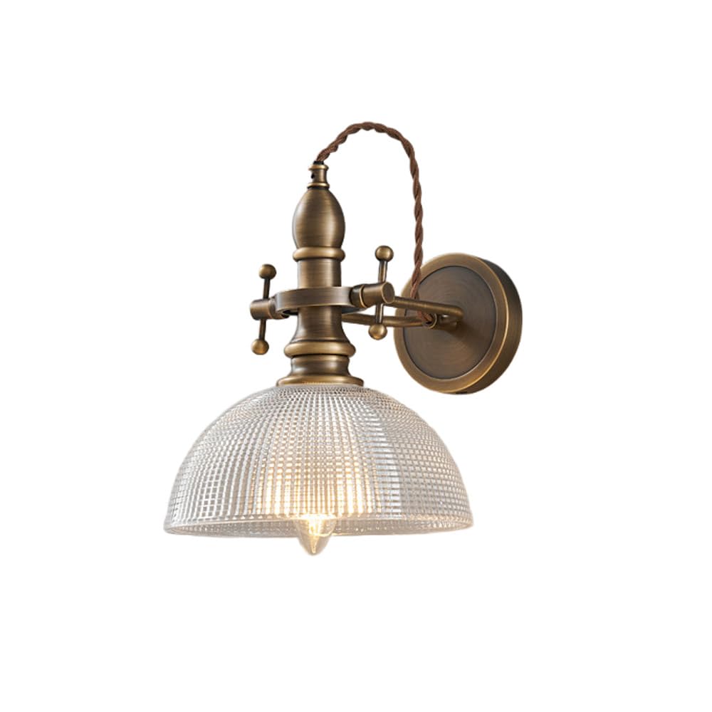 HPTHLY Antique Brass Wall Sconces With Textured Glass Shade, Vintage Industrial Wall Light Fixtures, E14 Hardwired Reading Lights For Bedroom, Living Room, A