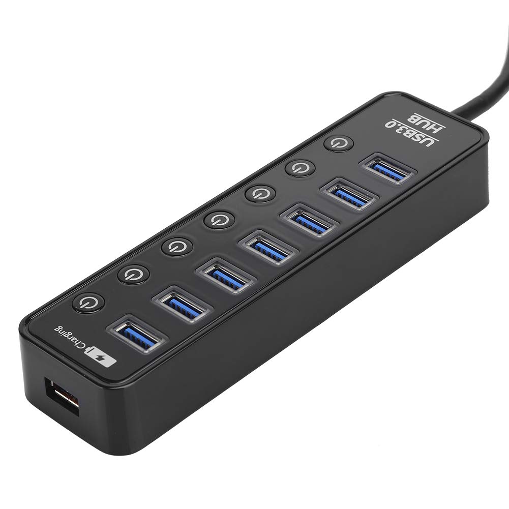 Ejoyous Hub USB Splitter USB con 7 Porte e Switch Individuali, Docking Station 3.0 con Trasferimento a 5 Gbps e Ricarica Intelligente 2A, per Uso Desktop in Ufficio di Laptop