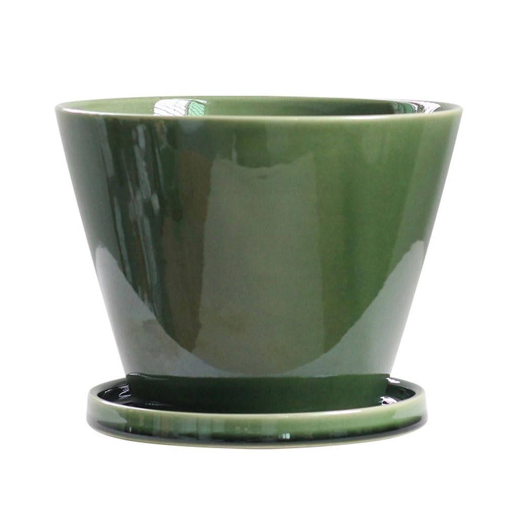 Gelasige A Flower Pots Retro Ceramic Flower Pots, Desktop Green Plant Pots, Round Flower Pots For Growing Plants Nd Flowers Outdoor Flower Pots