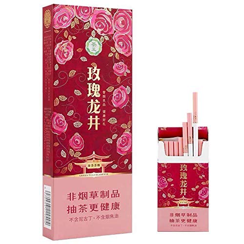 Green Tea Herbal Cigarettes Fruit Tea Smoke, Black Tea Jasmine Tea Chinese Herbal Cigarettes Tobacco-Free Nicotine-Free, Cigarette Substitutes (Rose 2, 1 Pack)