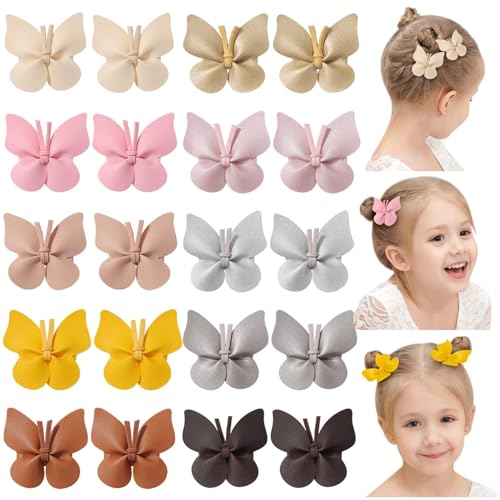Doboi 20PCS Baby Girls Hair Clips Butterfly Hair Bows Fully Lined Alligator Clips Crocodile Skin Bows for Girls Hair Accessories for Baby Toddlers...