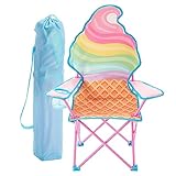 Heritage Kids Ice Cream-Themed Figural Folding Camp Chair,Lightweight Portable Chair with Carry Bag & Cup Holder,Kids Outdoor/Indoor Seating for Ages 6+,14'x14'x26'