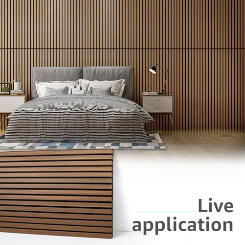 Image of Art3d 4-Pack Fluted Acoustic Wood Slat Wall Panel, 47.2 x 23.6 Inch, Walnut