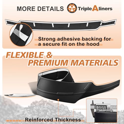 Image of TripleAliners Hood Bug Deflector Protector for 2014-15 Chevy Silverado 1500 | Hood Protector, Bug Deflector Shield Replacement, Flexible TPE Material, Easy to Install, Upgraded adhesion