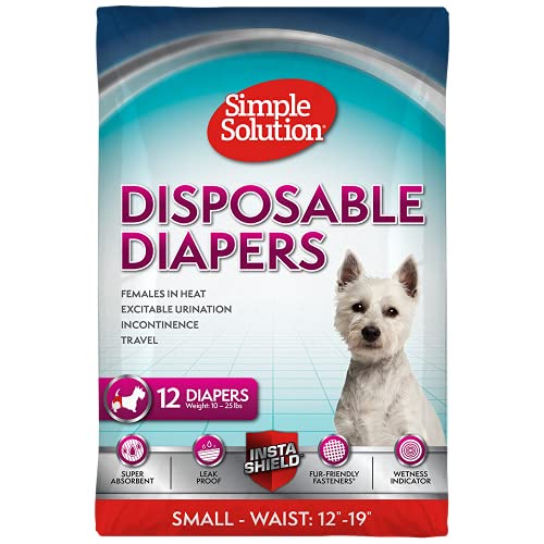 Simple Solution pañales desechables para perro hembra, pequeño (paquete de 12)