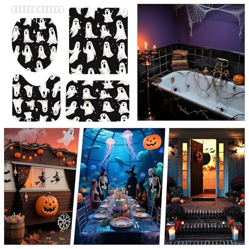 Rideaux de salle de bain Halloween imperméables pour stopper les fuites d'eau de douche