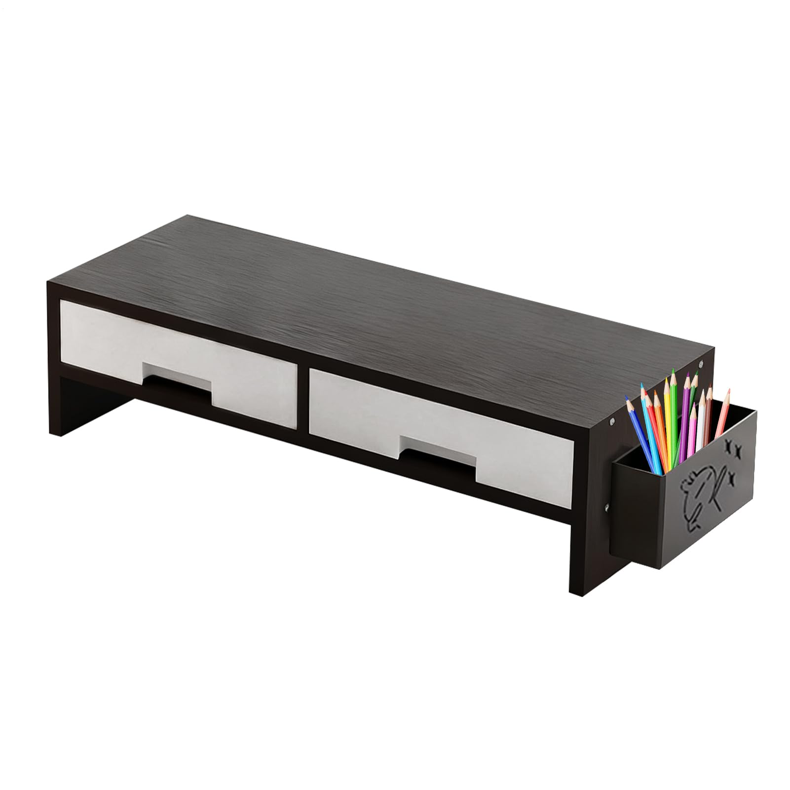 Générique Base Da Scrivania Per Monitor Organizzatore A Doppio Cassetto | Supporto per monitor da scrivania per computer per ufficio a casa studio interno