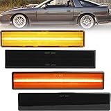 NJSBYL Amber/Red LED Side Marker Lights for Toyoto Supra MK3 A70 1986 1987 1988 1989 1990 1991 1992 Smoked Lens Front/Rear Left Right LED Turn Singal Light Sidemarker Lamps Replacements