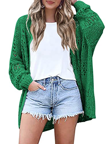 Image of HOTOUCH Lightweight Crochet Cardigan for Women Long Sleeve Open Front Knit Oversized Cardigans Sweaters