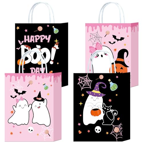 W WINTMING 16pcs Trick or Treat Gift Bags with Handle - Halloween Party Favor Bags for Decorations & Treats