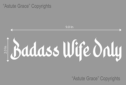 Miniatura 4 de Badass Wife Only - Adhesivo de vinilo para autos, camiones, camionetas, paredes, laptops, motocicleta, bicicleta, monopatín, blanco, 9 x 2 pulgadas,