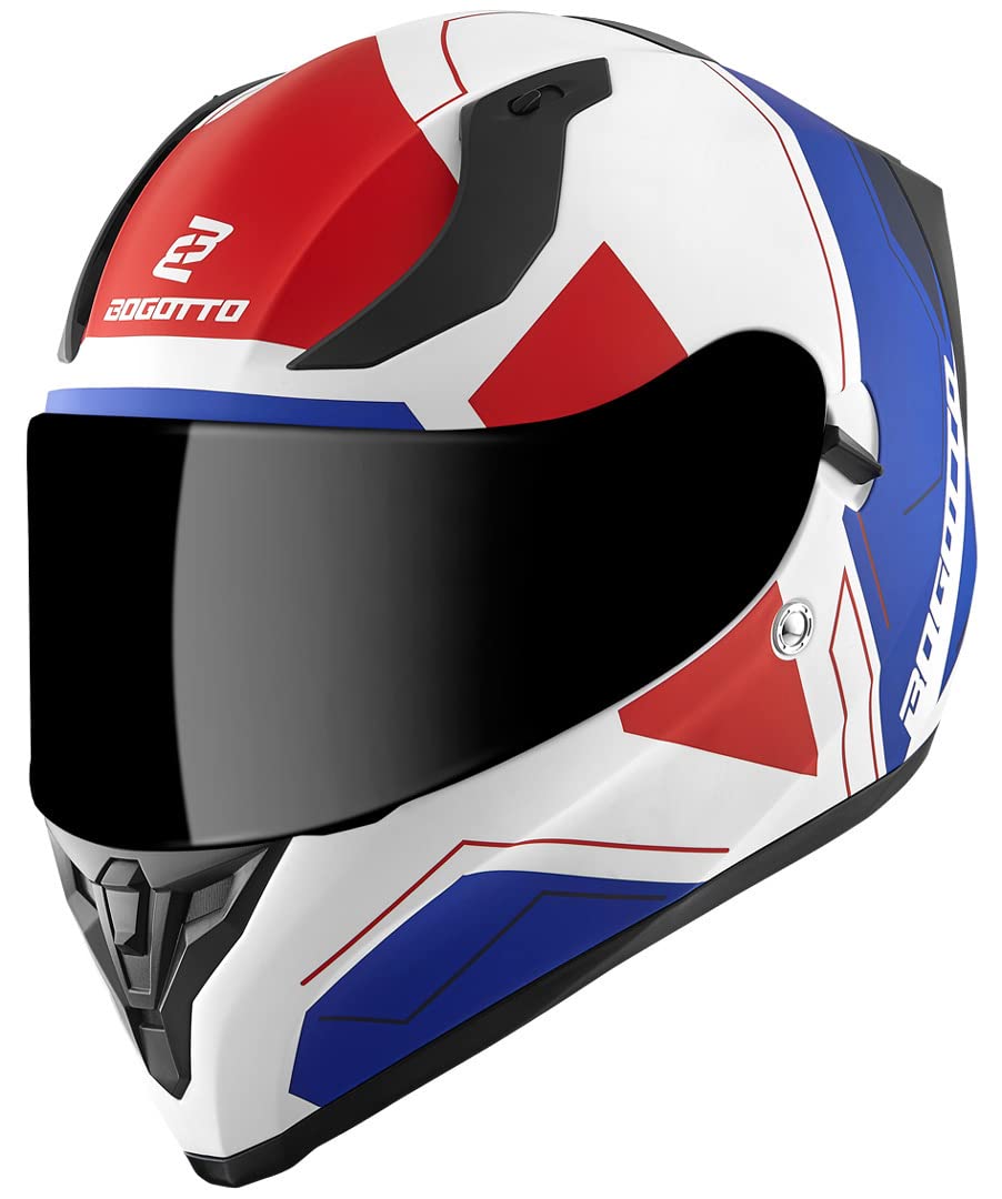 Bogotto V128 Strada Helm, blau/rot/weiß, XL | Beschlaghemmend