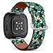 CJBROES Replacement Leather Watch Band, Compatible with Fitbit Versa 3 and Fitbit Sense of Wristband Bracelet Accessory - Tulips Watercolor