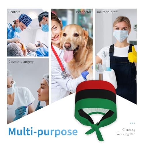 Image of Working Cap Scrub Cap with Sweatband Adjustable Unisex Women Tie Back Hat Nurse Surgical Caps