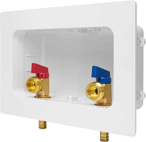 Vista 20 de EFIELD Caja de salida premium para lavadora (lavandería) con drenaje central, conexión MIP de soldadura de 1/2 pulgada x MHT de 3/4 pulgadas, blanco