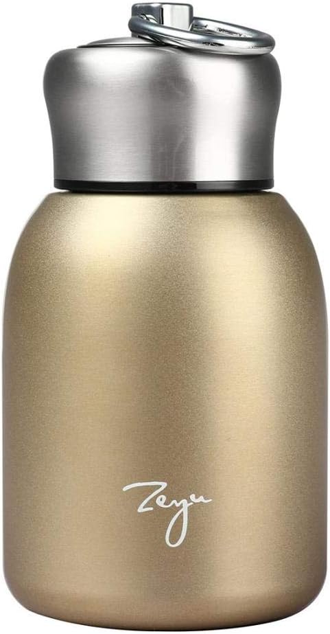 Gets Mini 9 oz Stainless Steel Water Bottle, 280ML Vacuum Insulated Water Bottle Leak Proof Sport Tumbler Cup Hot and Cold Water Bottle (Gold)