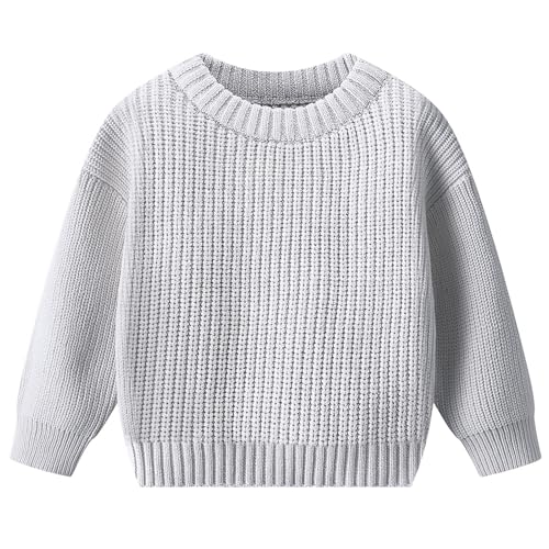 AIWUHE Baby Knit Sweater Toddler Boys Girls Warm Sweater Soild Pullover Round Neck Top Clothes Fall Winter Outfits 6M-6Y