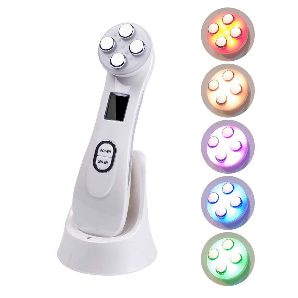 Aparato Facial Ultrasonido, máquina de cuidado reafirmante facial 5 en 1 máquina de estiramiento facial EMS antienvejecimiento eliminación de arrugas estiramiento de la piel