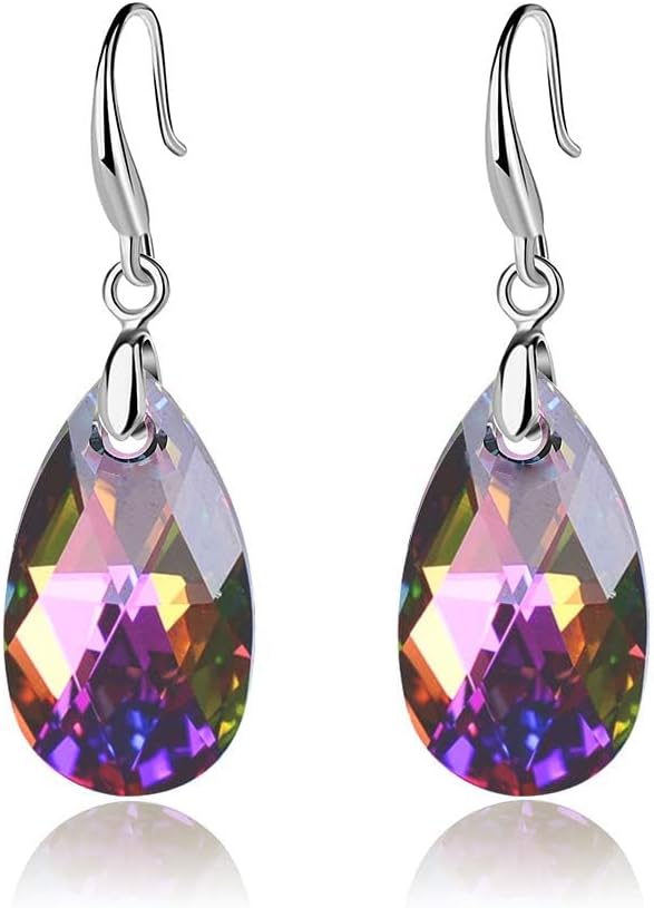 Austrian Crystal Teardrop Dangle Hook Earrings for Women 14K Gold Plated Hypoallergenic Jewelry