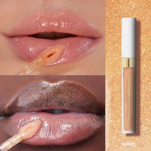 Image of Revolution Pro Vegan Collagen Peptide High Shine Lip Gloss, Nourish, Plump & Hydrate Lips With Hyaluronic Acid & Vitamin E, Chic, 4 ML (Pack of 1)
