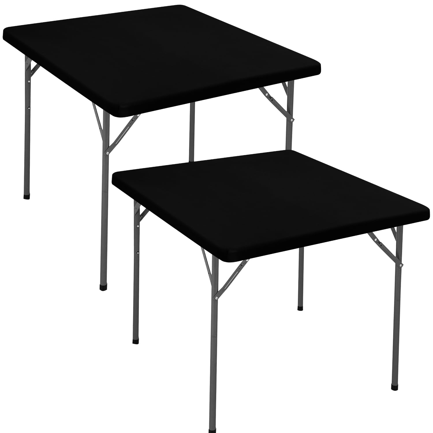 Photo 1 of 2 Pack Square Fitted Tablecloth for 36 x 36 Inches Card Tables Elastic Picnic Table Cover Waterproof Stretch Washable Patio Folding Outdoor Spandex Table Cloth for Camping Banquet and Parties (Black)