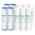 Membrane Solutions 5 Micron Grooved & 20 Micron Pleated Sediment Water Filter Cartridge, 10"x2.5" (Pack of 10)