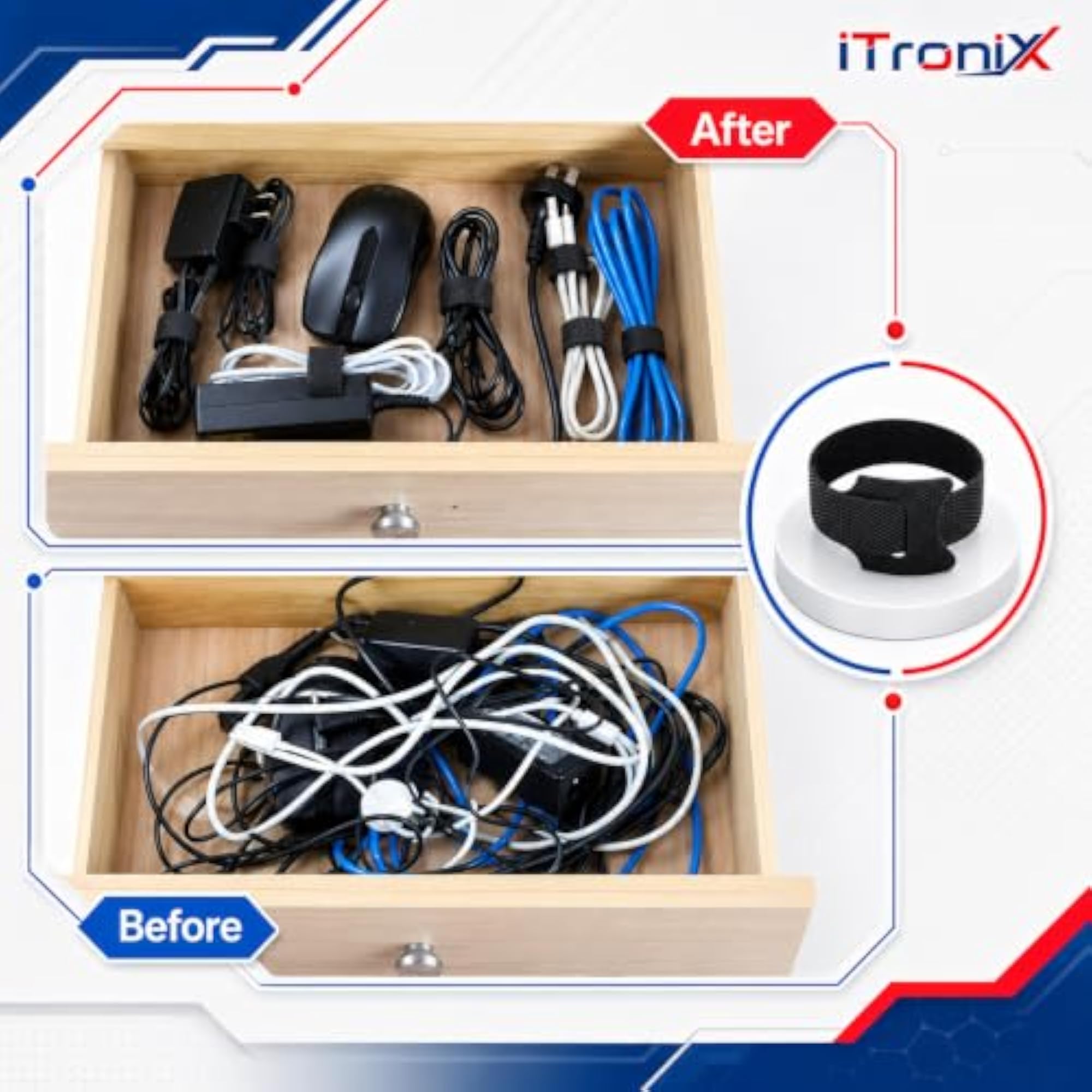 Cable Organizer Hook & Loop Cable Strap