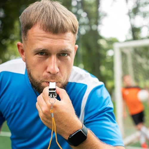 Set de 7 silbatos metálicos con cordón para entrenamiento miniatura 4