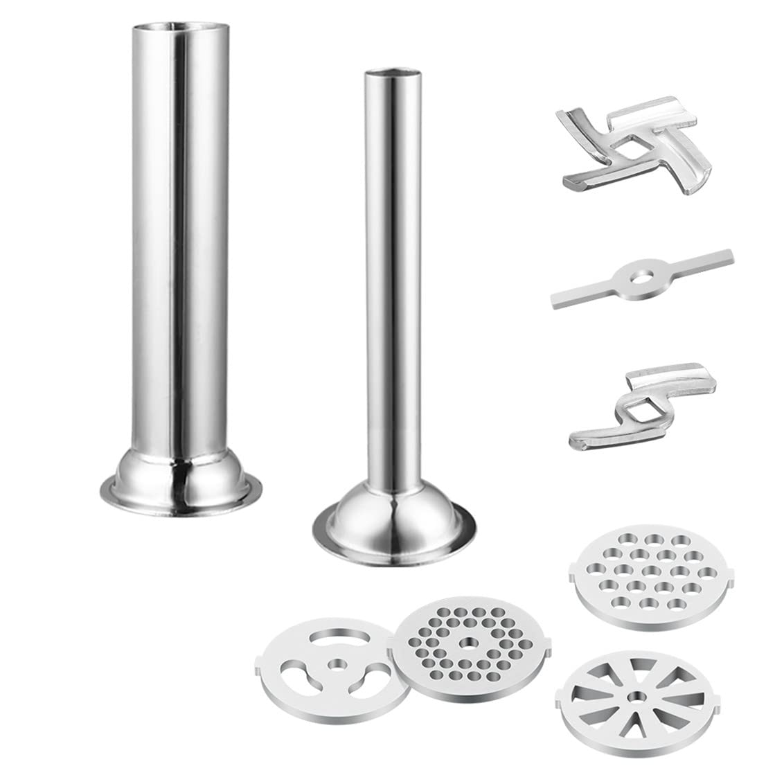 Gdrtwwh Accessorio tritacarne adatto per Kenwood Chef(KVC, KVL, KCC) e kMix (KMX), con 2 tubi di riempimento e 4 piatti da macinatura