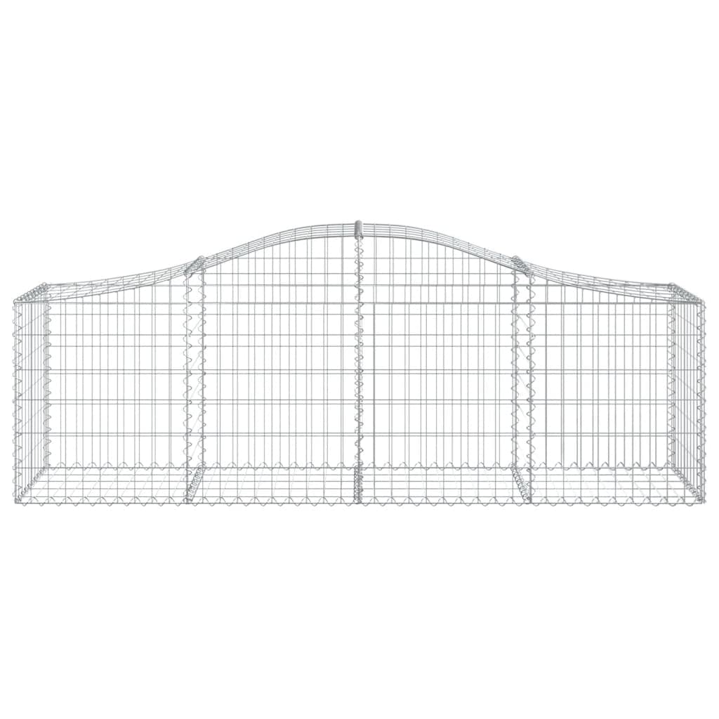 Gaviones con arco alto, 12 unidades, 200 x 50 x 60/80 cm, hierro galvanizado, para barrera de jardín y protección visual como pared de gaviones estable
