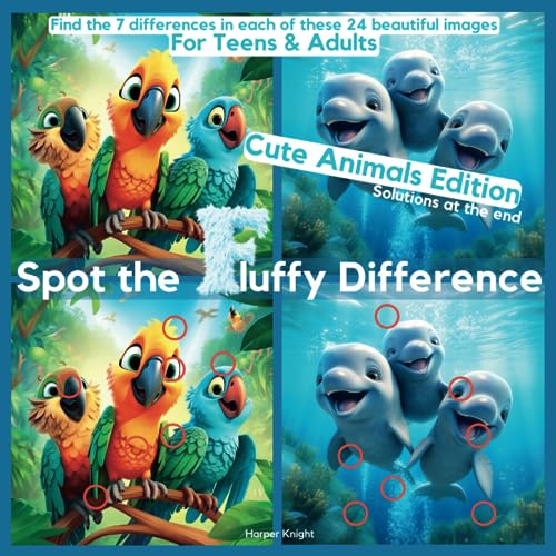 Spot the Fluffy Difference - Cute Animals Edition: A Relaxing Picture Puzzle for Teens & Adults (Spot the Difference Discovery Series)