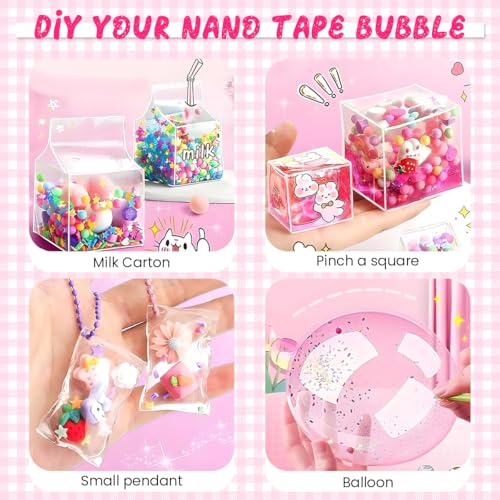 Image of Zibuyu DIY Nano Tape Bubble Clay Craft Kit for Kids - Creative DIY Puffy Confetti Tape Art Set for Children, Squishy Making Maker Kit with 3D Bubble Creation Tools and Colorful Decorations