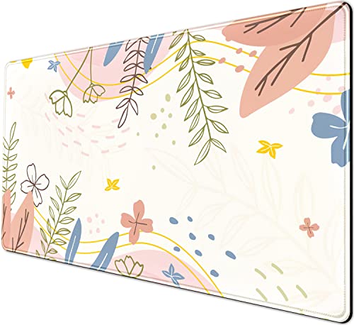Mechanical Cattle Grand tapis de souris pour ordinateur portable de jeu, motif floral abstrait, bohème, tapis de souris XXL, joli sous-main pour femme, 80 x 40 cm, ATS-A1