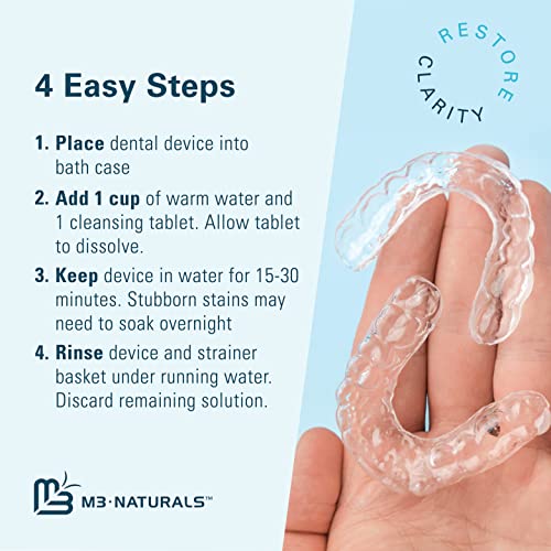 Denture Bath Case and Retainer Case FSA HSA Approved Denture Bath Cup for Invisalign Retainers Mouthguards Dentures Cleaner Kit with Strainer Spill-Free Portable Retainer Cleaner Case by M3 Naturals