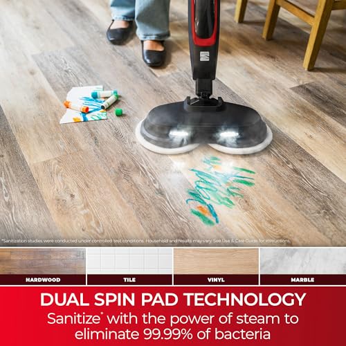 Image of Kenmore SM2070 S300 Series Steam Spin Mop for Scrubbing and Sanitizing | 2 Modes, XL Water Tank, Swivel Steering, LED Headlights, Powerful Corded Steam Cleaner for Floor Cleaning, Hardwood and Tile