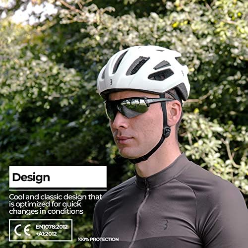 BBB Cycling Sports Glasses for Men & Women with 3 Interchangeable Lenses Lightweight Sunglasses UV Protection Half Frame for Bike Riding Impulse BSG-62