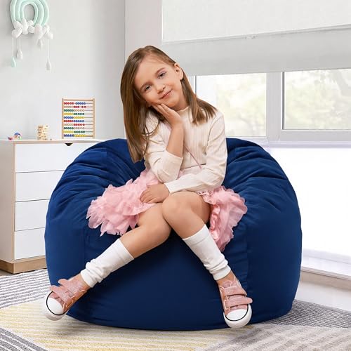 Hobestluk Bean Bag Chair 2.5ft BeanBag Velvet Fabric Medium Blue