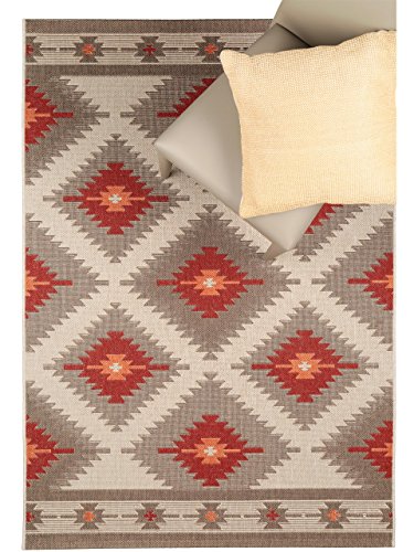 benuta In- & Outdoor Teppich Star Kilim Rot 80x150 cm | Pflegeleichter Teppich geeignet für Innen-...