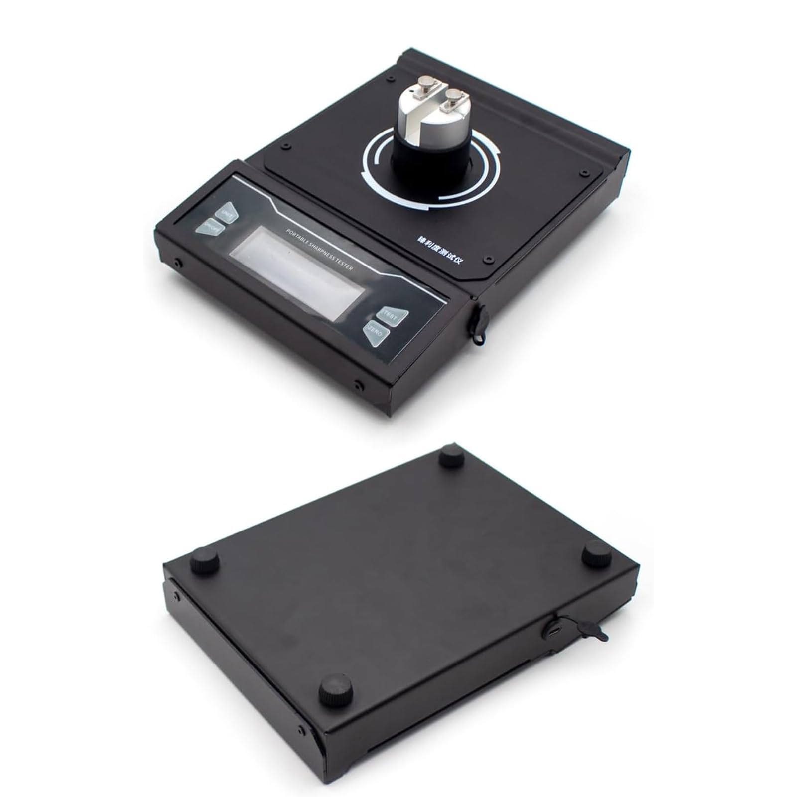 Tester di affilatura della lama, strumento portatile di rilevamento dei bordi con alta sensibilità, assorbimento libero a 360°, risoluzione 1g/0.1g per vari coltelli
