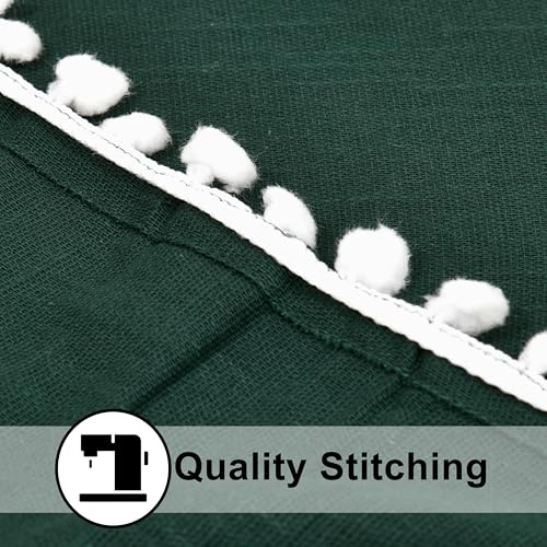 Image of THE LINEN COMPANY Cotton Linen Solid Curtain Set with Eyelet Rings (Sea Green, Door- 7.5 Feet)