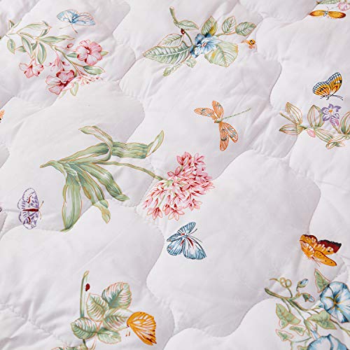 Brandream Crib Bedding Sets For Girls Garden Flowers Butterfly Baby Nursery Bedding Comforter Set 100% Egyptian Cotton Sateen, 3 Pieces Blush Pink White Green Purple #TOP2