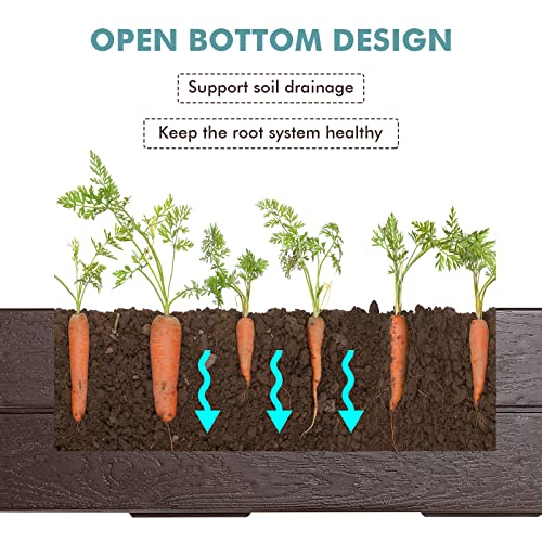 Giantex Planter Raised Bed, Hexagon Garden Bed For Vegetable Flower Succulents Fruits, 8 Inch Deep, Weather Resistant Outdoor Rectangular Gardening Bed Lawn Yard, Easy Assembly, Brown #TOP4