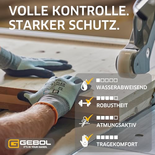 Gebol Multi Flex Cool&Touch, 3 Paar kühlende Arbeitshandschuhe gegen Schweiß für Damen und Herren, Touchscreen geeignet, mit Noppen, Größe M (Gr. 8), Farbe: Eisblau