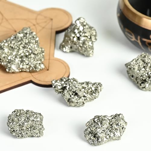 Image of HindCraft Pyrite Stone Original - 40 to 80 Grams, Powerful Crystal for Manifestation, Energy Healing & Wealth - Natural & Authentic Mineral Specimen, Gemstone for Wealth Attracts Money Magnet Reiki