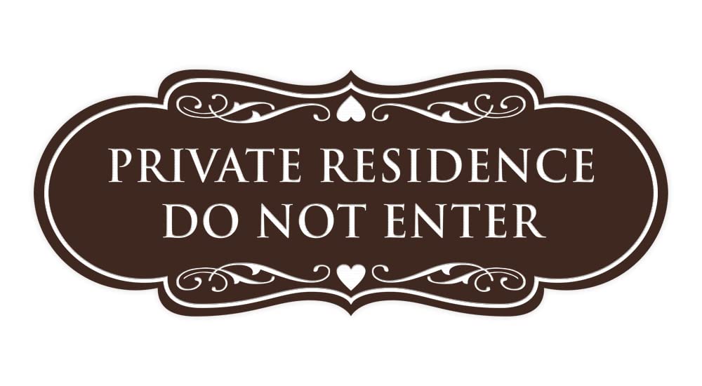 Signs ByLITA Designer Private Residence Do Not Enter - Home Security Sign (Dark Brown) - Medium 2 Pack